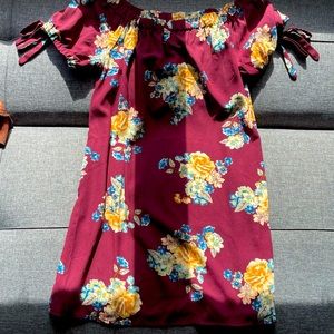 Maroon flowered dress